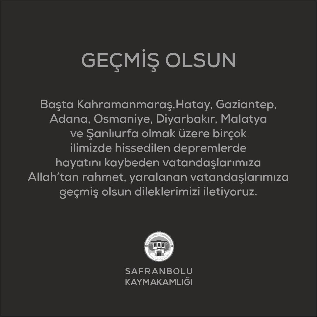 İLÇEMİZ KAYMAKAMI ŞABAN ARDA YAZICI'NIN GEÇMİŞ OLSUN MESAJI